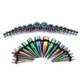 thumbnail image 1 of Multi-Color Ear Stretching Kit Plugs & Tapers Set 36pc Gauges 14g-00g, 1 of 1