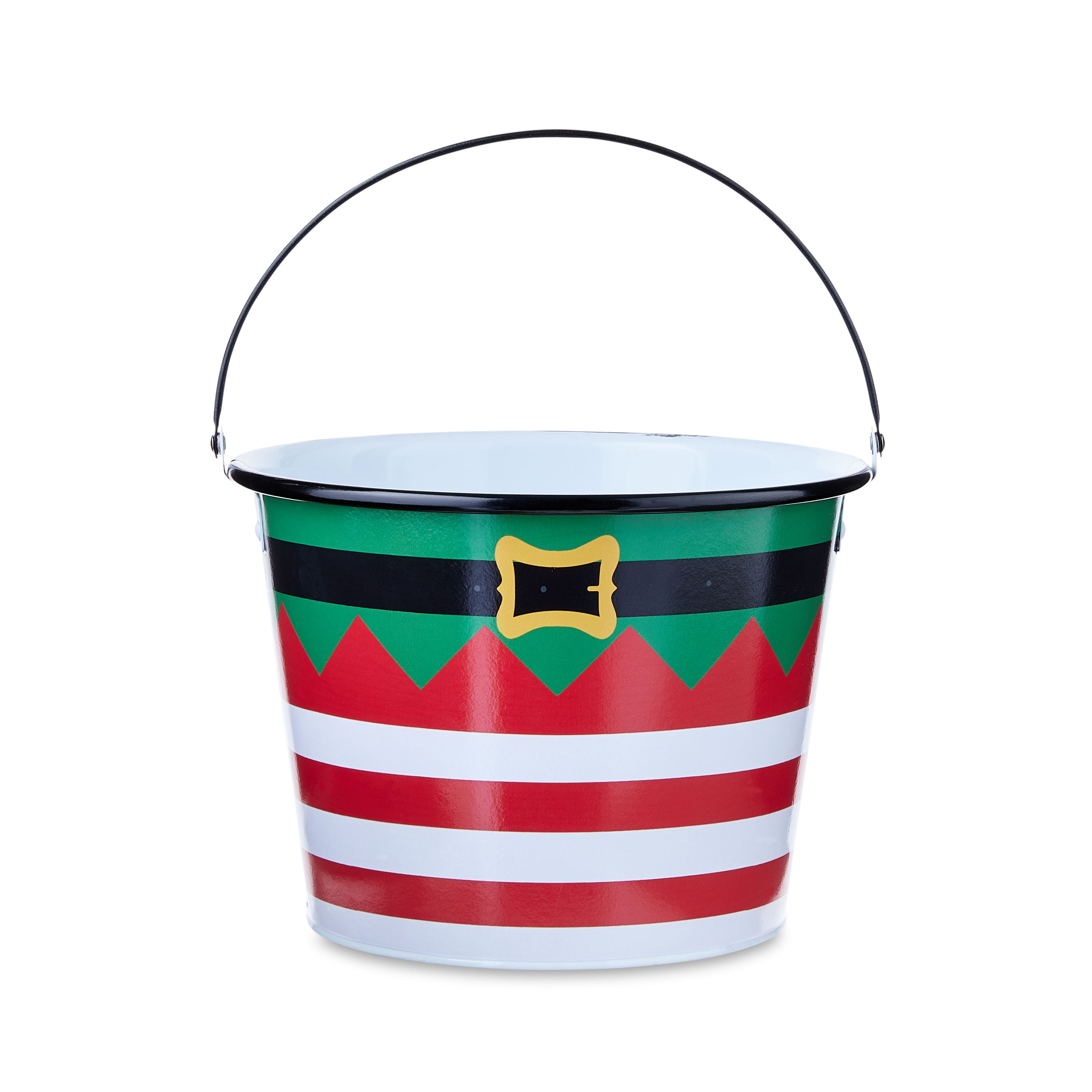 MultiColor Elf Band Metal Bucket Christmas Decoration, 7 in, by