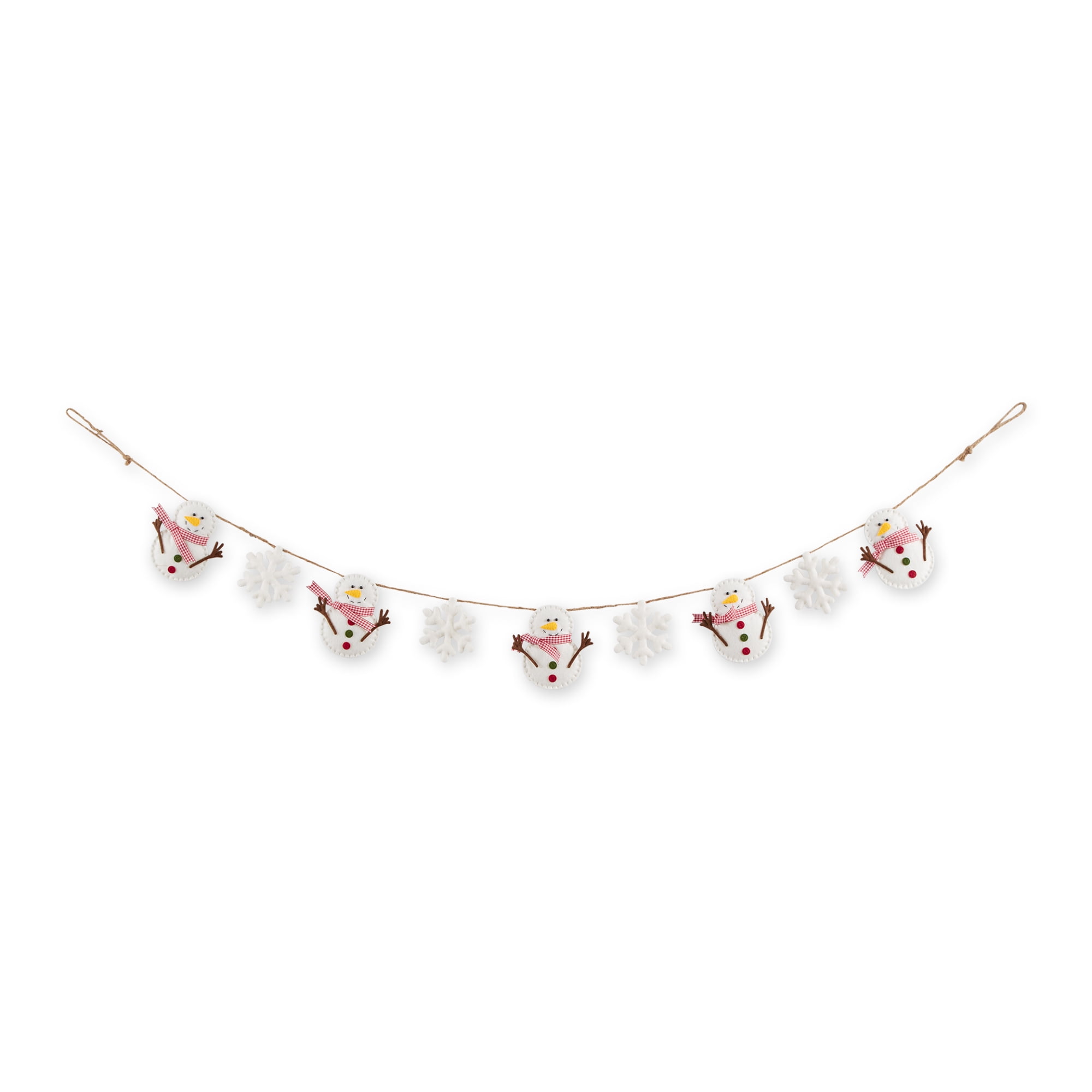 Festive Multi-Color Fabric Snowman and Snowflake Garland, 59 Inches