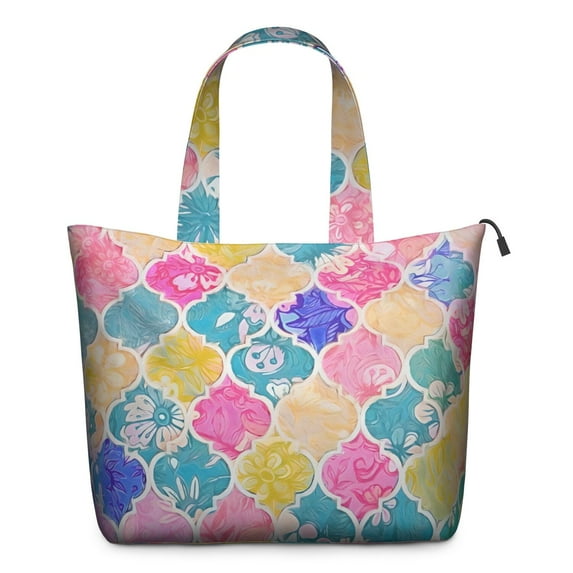 Multi Color Floral Checkered Pattern Travel Tote Bags for Women Carry On,Large Weekender Bags for Women Travel,Multi Functional Duffle Bag for Work,Shopping,Sports