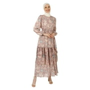 Multi Color - Floral - Crew neck - Fully Lined - Modest Dress - Refka