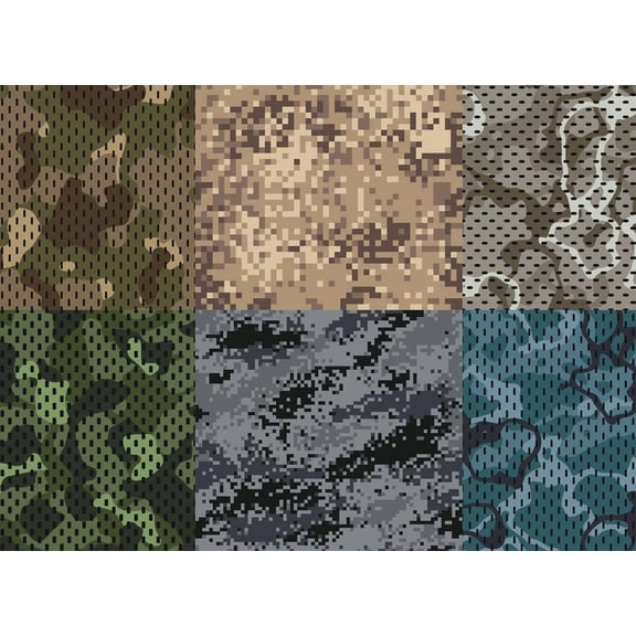 Multi Color Forest, Army Camoflauge Patterns Edible Image Photo Cake Border Strips 3 Pre Cut Strips Per Sheet 2.6 x 10.5"