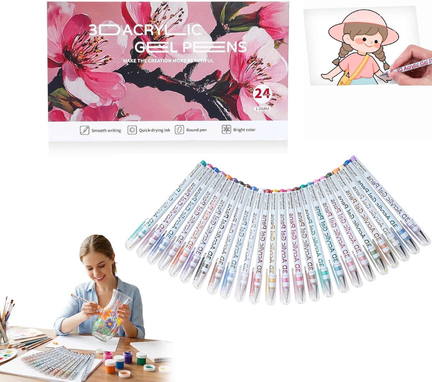 Multi-Color Gel Pen Set, Scented Lava Gel Pen Set, Scented Lava Gel Pens, 1.0mm Scented Lava Pens, 12/24/36/48 Color Pack Set, Smooth Ink Flow, For Coloring, Drawing, Painting, Sketching (24 Color)