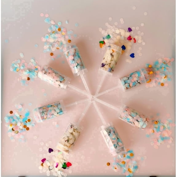 Multi-Color Hand Push Confetti Poppers 8 Pieces for Wedding Celebration, Birthday Happy Party, Graduation, Christmas Eve and New Year, Music Festival, Family Happy Party