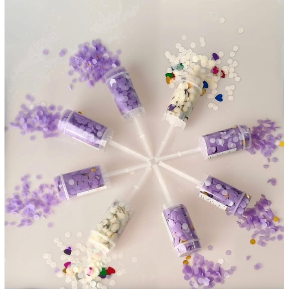 Multi-Color Hand Push Confetti Poppers 8 Pieces for Wedding Celebration, Birthday Happy Party, Graduation, Christmas Eve and New Year, Music Festival, Family Happy Party