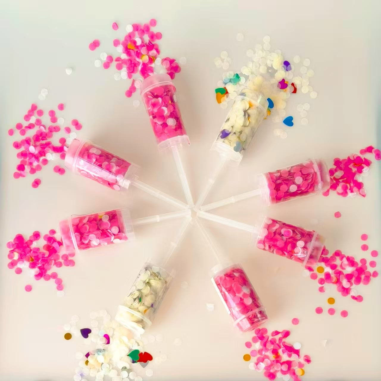 Multi-Color Hand Push Confetti Poppers 8 Pieces for Wedding Celebration ...