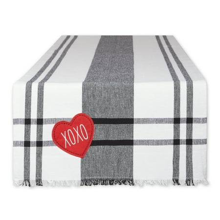 Multi-Color Heart Xoxo Plaid Table Runner 14x72