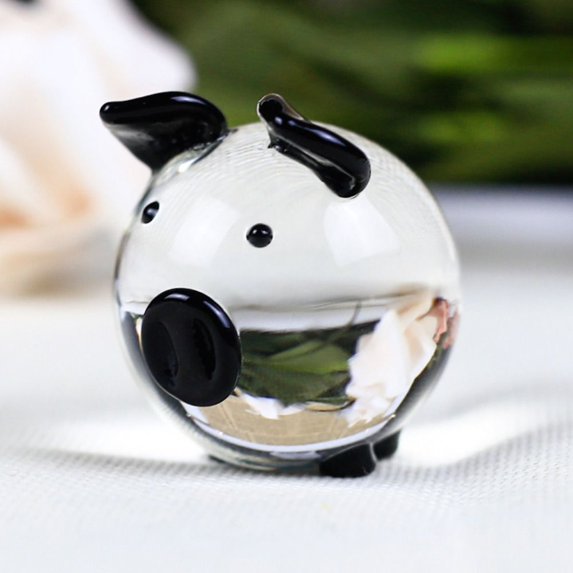 Multi-Color Home&Office Art&Collection Crystal Home Decoration Souvenir Gifts Table Ornaments Little Pig Figurines Paperweight Crafts Crystal Miniature BLACK