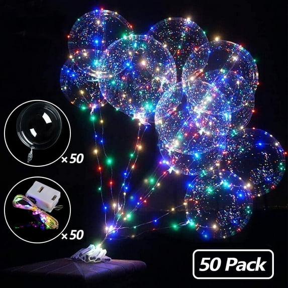 Multi Color LED Balloon AYAMAYA 50 Pack Light up Party Balloons for Wedding Christmas Birthday Anniversary Decoration Transparent Bobo Bubble Balloons