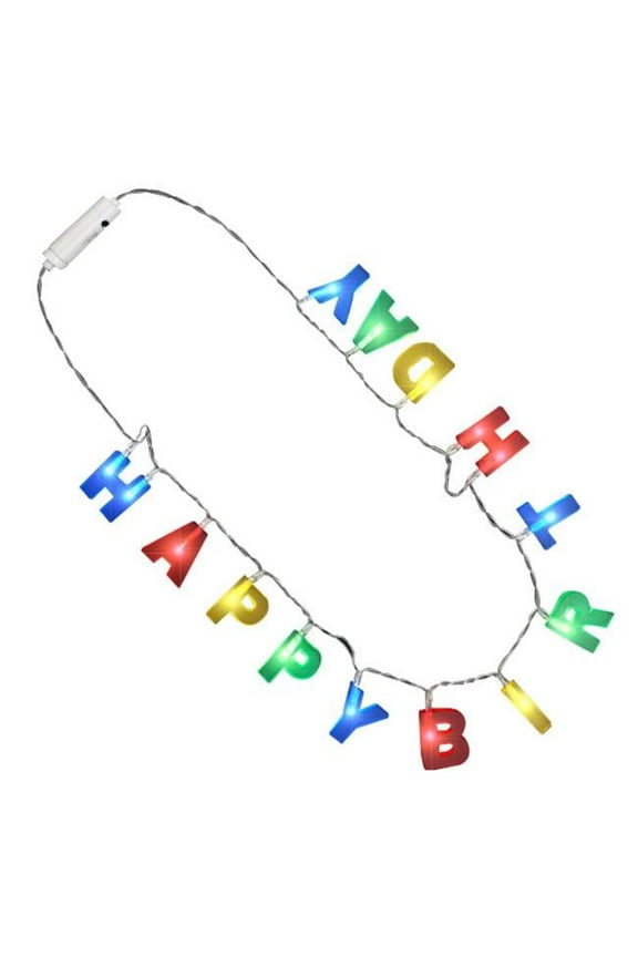 Multi Color LED Happy Birthday Lights Necklace