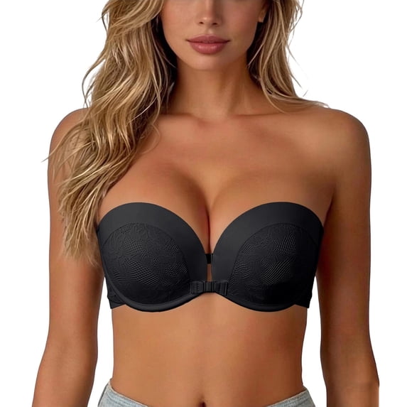 Multi‑Color Lace Spliced Shaping Bra Women Strapless Front‑Fasten Push‑Up Side‑Gather Brassiere