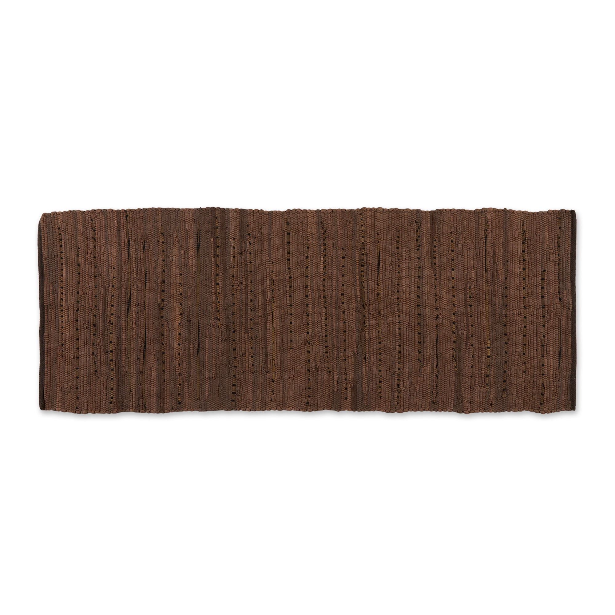 Multi Color Leather Brown Rag Rug 2Ft 3In x 6Ft