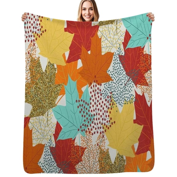 Multi-Color Leaves Flannel Blanket Warm Soft Bedding Throws Winter Camping Chair Sofa Bed