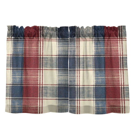 Multi Color Lines 27"x36" Linen Look Cafe Curtain Set with Privacy and UV Protection