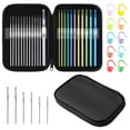 thumbnail image 1 of Multi-Color Metallic Crochet Hooks Set, Tomorotec Art Aluminum Knitting Needles for Yarn Craft Set with Sylish Storage Bag, Stitch Markers and Big Eye Needles(Black Bag), 1 of 7