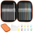 thumbnail image 1 of Multi-Color Metallic Crochet Hooks Set, Tomorotec Art Aluminum Knitting Needles for Yarn Craft Set with Sylish Storage Bag, Stitch Markers and Big Eye Needles (Orange Bag), 1 of 10