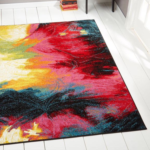 Multi-Color Modern 2x3 Area Rug Abstract Swirls Carpet - Actual 5'2" x 7'2"