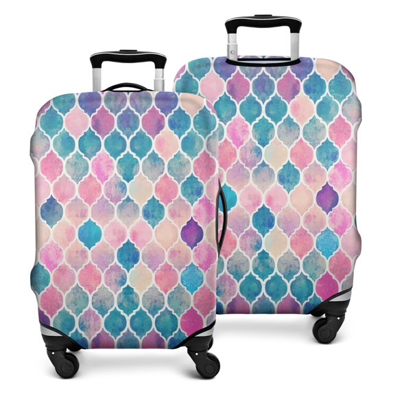 Multi Color Moroccan Checkered Pattern Luggage Cover Fashion Suitcase Cover Baggage Covers Fit 25-28 Inch Luggage (Go Travel)