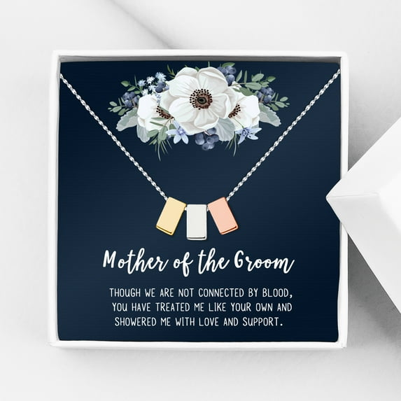 Multi Color Mother's Day Necklace for Mom, Mother of the Groom Gift, Wedding Day Gift, Wedding Gift for Mother of the Groom, Necklace and Card Jewelry Gift Box [Multi-Color, No-Personalized Card]