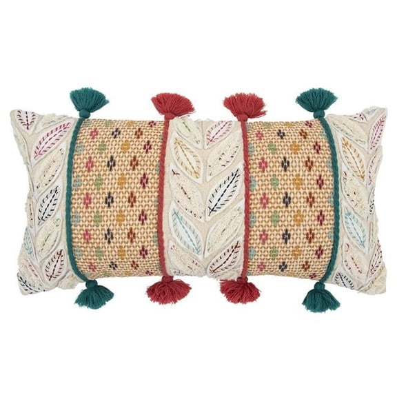 Multi Color Ornate Panel Lumbar Pillow, Multi Color