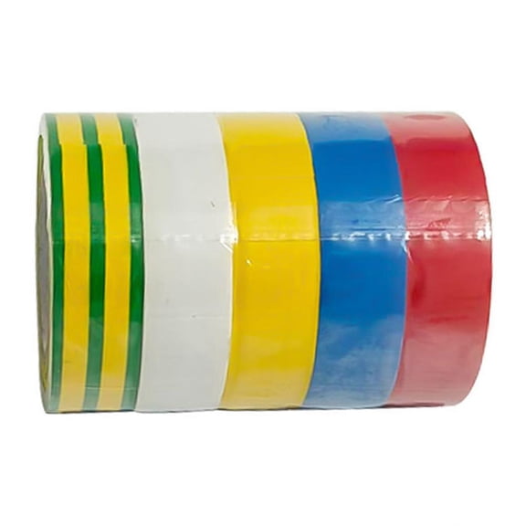MultiColor PVC Electrical Insulation Tape 5Pack, 0.59"x 393.7" Per Roll, ResidueFree StrongAdhesive Wiring Wrap for Household DIY Electrician Circuit Cable Repair & Wire Sealing Jobs