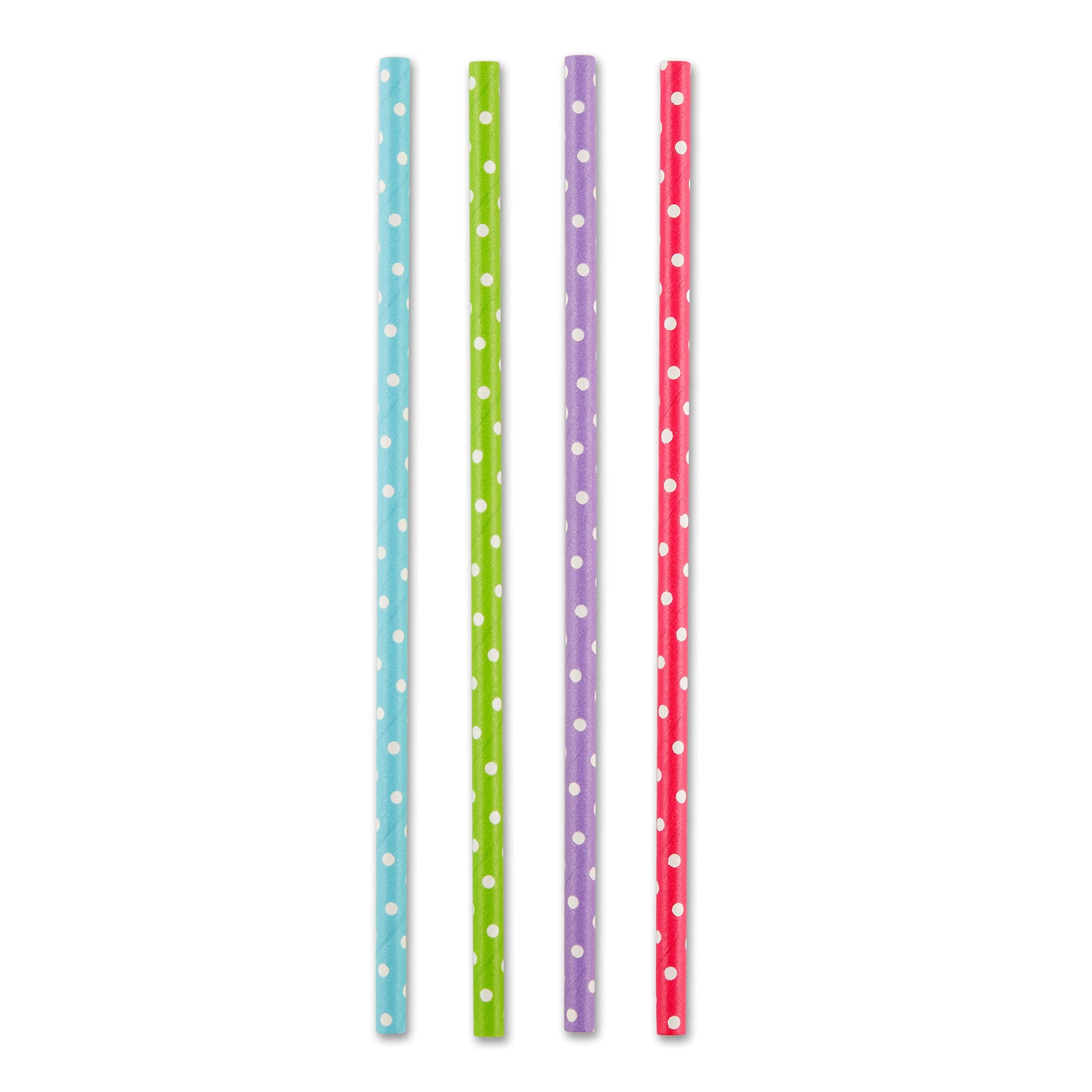 Biodegradable Multicolor Polka Dot Paper Straws, 7.75 inches, 100 Count