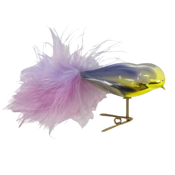 Multi Color Pastel Bird Clip-on Polish Glass Christmas Tree Ornament