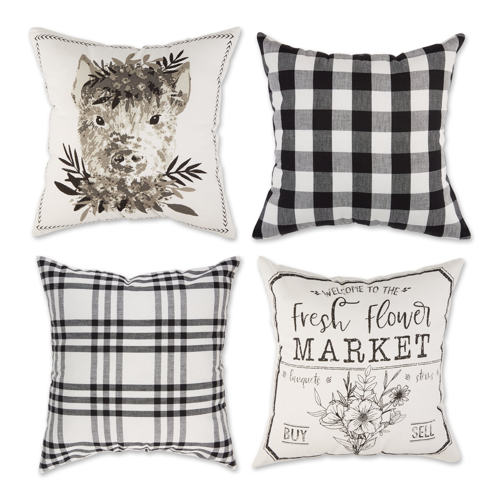 Farmhouse Multi-Color Cotton Euro Pillow Cover Set