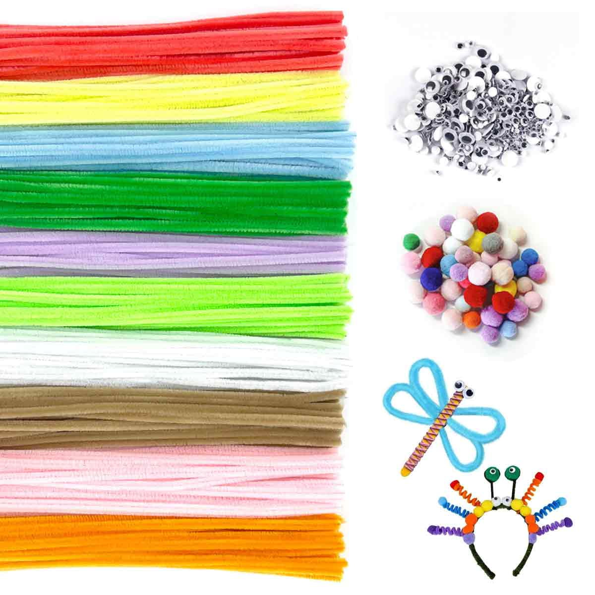 Multi-Color Pipe Cleaners And Wiggle Eyes Sets For Crafts, Pipe ...