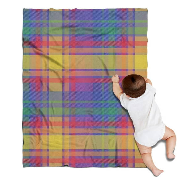 Multi Color Plaid Checkered Pattern Blanket,Comfortable Soft Flannel Throw Blanket,All Season,Warm Lightweight Blankets for Sofa Bed Couch Living Room Chair,30"x40"