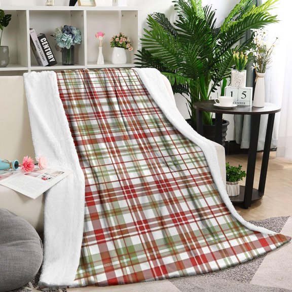 Multi Color Plaid Checkered Pattern Blanket,Comfortable Soft Lamb Wool Throw Blanket,All Season,Warm Lightweight Blankets for Sofa Bed Couch Living Room Chair,40"x50"