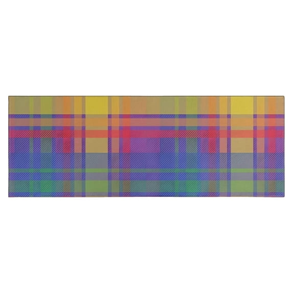 Multi Color Plaid Checkered Pattern Kitchen Rug Mat,Kitchen Runner Rugs Non Skid Washable,Decorative Kitchen Floor Mats for Kitchen,Sink,Laundry,17"X47"