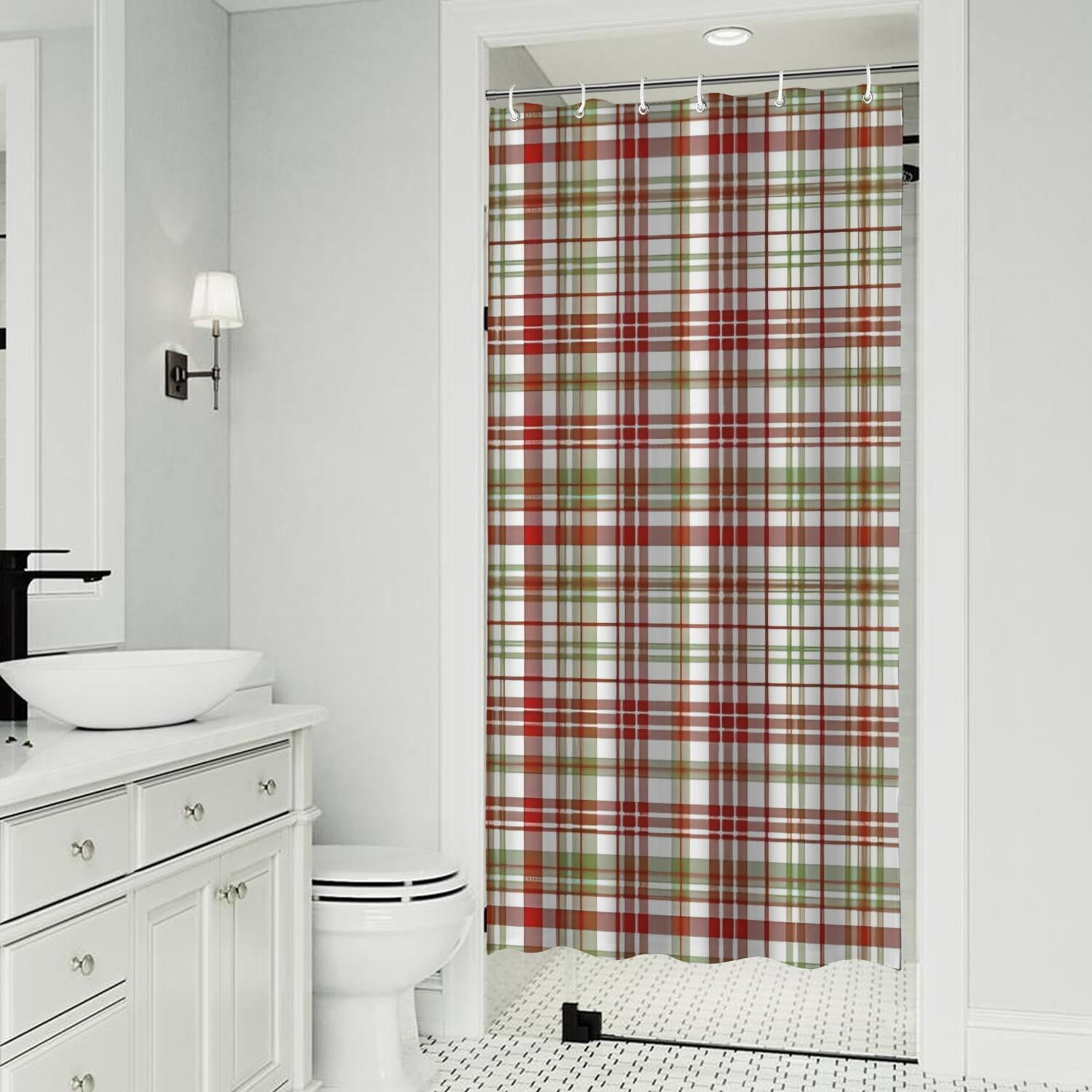 Multi Color Plaid Checkered Pattern Shower Curtain 36"x72" ,Bathroom Decorative Shower Curtains Set with 12 Hooks,Modern Waterproof Washable Shower Curtain