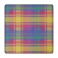 thumbnail image 1 of Multi Color Plaid Checkered Pattern Square Fitted Tablecloth with Elastic Edge,Square Table Cover,Washable Elastic Table Cover for Home Kitchen Party Decor 34"x34", 1 of 6