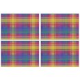 thumbnail image 1 of Multi Color Plaid Checkered Pattern Summer Placemats Table Placemats Set Of 4-Linen Kitchen Washable Placemats Table Mats 11.8"x17.7" Non-Slip Heat Resistant, 1 of 6
