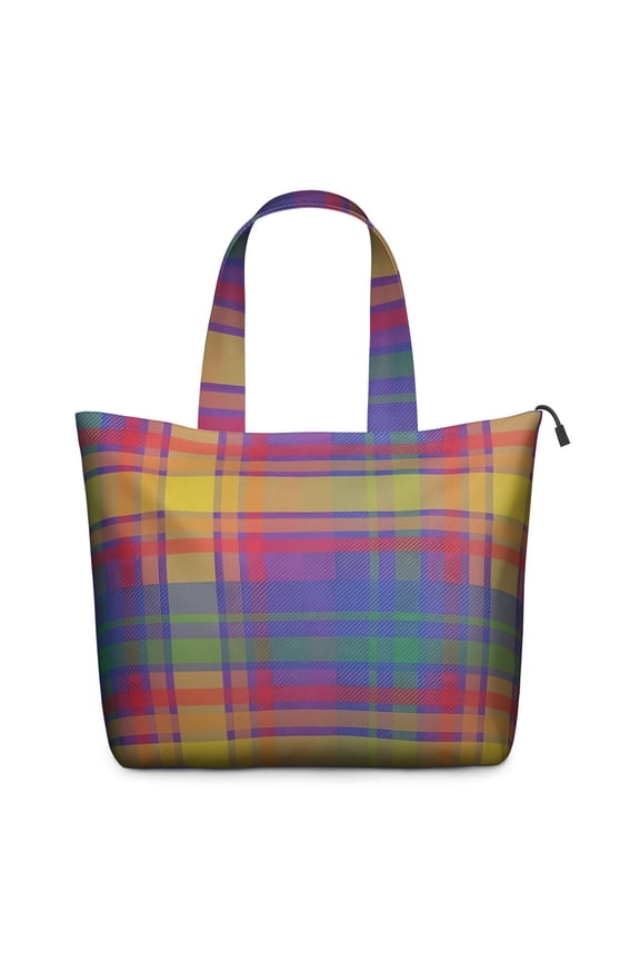 Multi Color Plaid Checkered Pattern Travel Tote Bags for Women Carry On,Large Weekender Bags for Women Travel,Multi Functional Duffle Bag for Work,Shopping,Sports