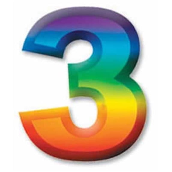 Multi-Color Plastic 3-D Number 3 - Pack of 24