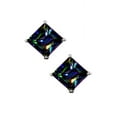 thumbnail image 1 of Multi Color Princess Cut Square CZ Sterling Silver Basket Set Stud Earrings 9mm, 1 of 2