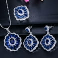 thumbnail image 1 of Multi Color Rainbow CZ Ring Flower Pendent Necklace Earrings Party Jewelry Set, 1 of 9