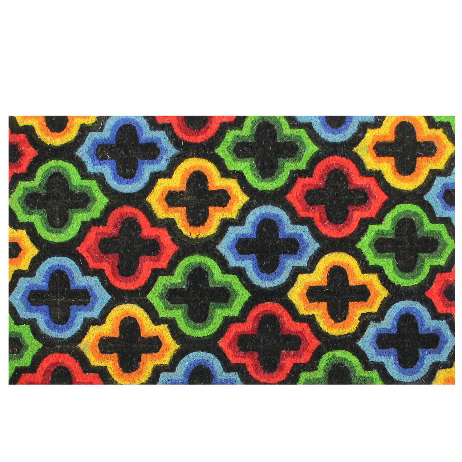 Quatrefoil Multicolor Coir Outdoor Doormat 29.5" x 17.75"
