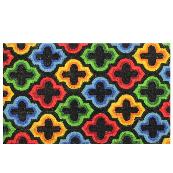 Northlight Retro Quatrefoil Design Doormat - 29" x 17" - Multicolor