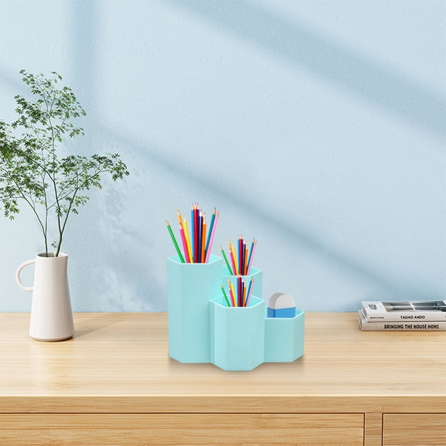Multi-Color Rotating Storage Organizer Desk Caddy with Compartments for Office Supplies Cosmetics home Art Materials Pen Pencil Brush Holder Countertop Organization Solution