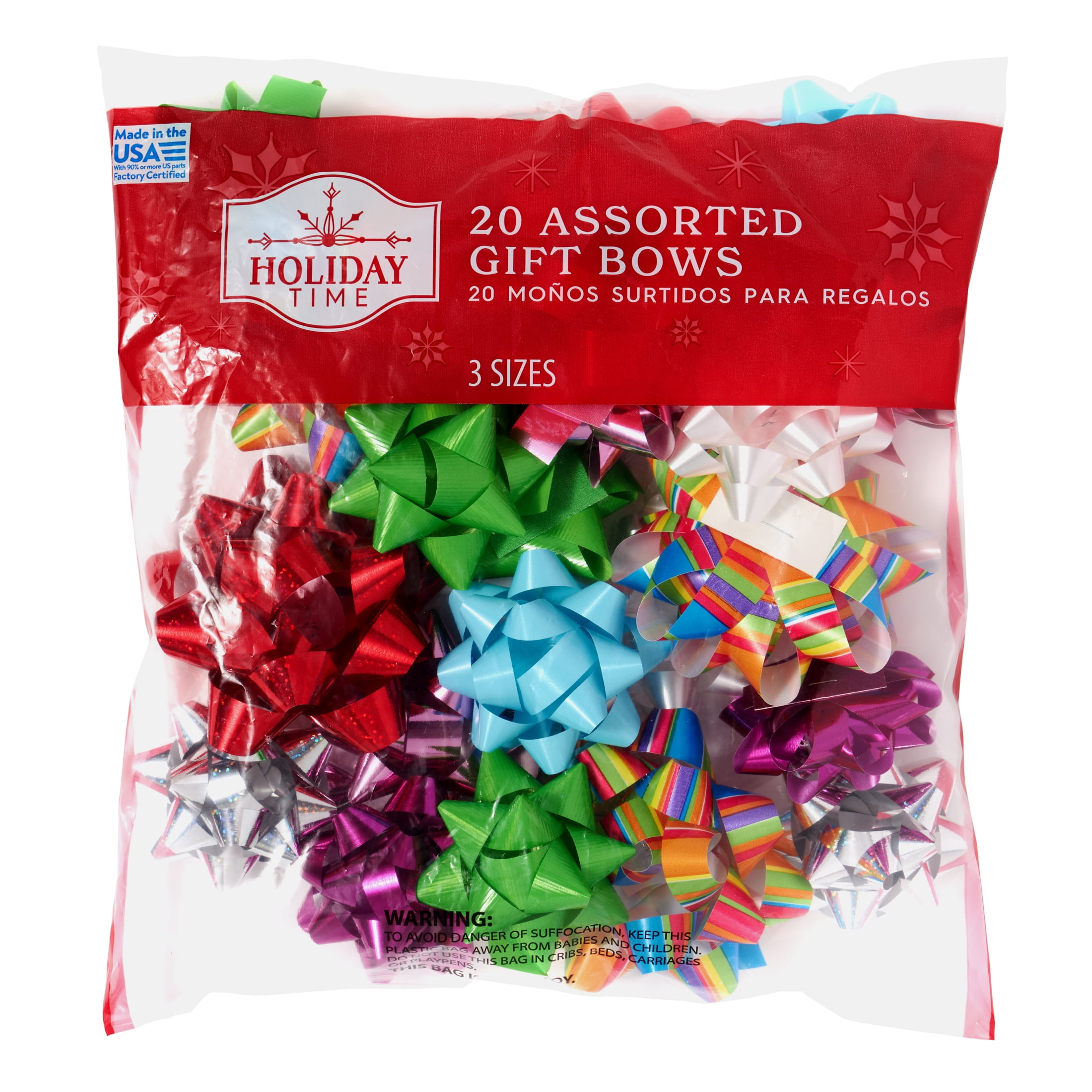 The Gift Wrap Company Mini Adhesive Bows - 12-Count Metallic Bows, 2-Inch, Self-Stick For Gift Wrapping