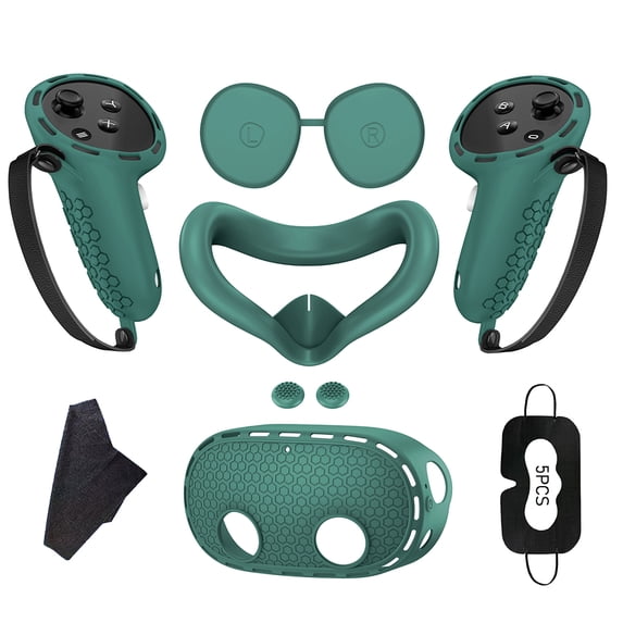 Multi-Color Silicone Protection Set for Meta Quest 3S VR Devices(Green)