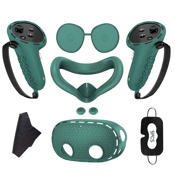 Multi-Color Silicone Protection Set for Meta Quest 3S VR Devices(Green)