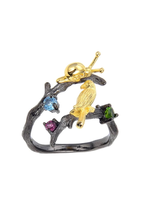 Multi Color Snail and Bird Fashion Ring
