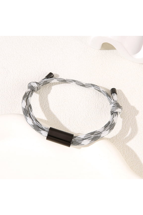 Multi-Color Stainless Steel Adjustable Braided Chain Bracelet with Double Pull Cord and Color Printing Engraving