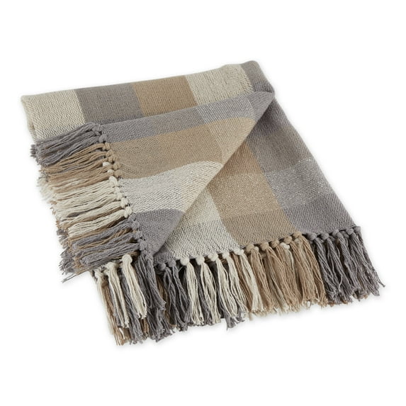 Multi-Color Stone Tri Color Check Cotton Throw 50x60