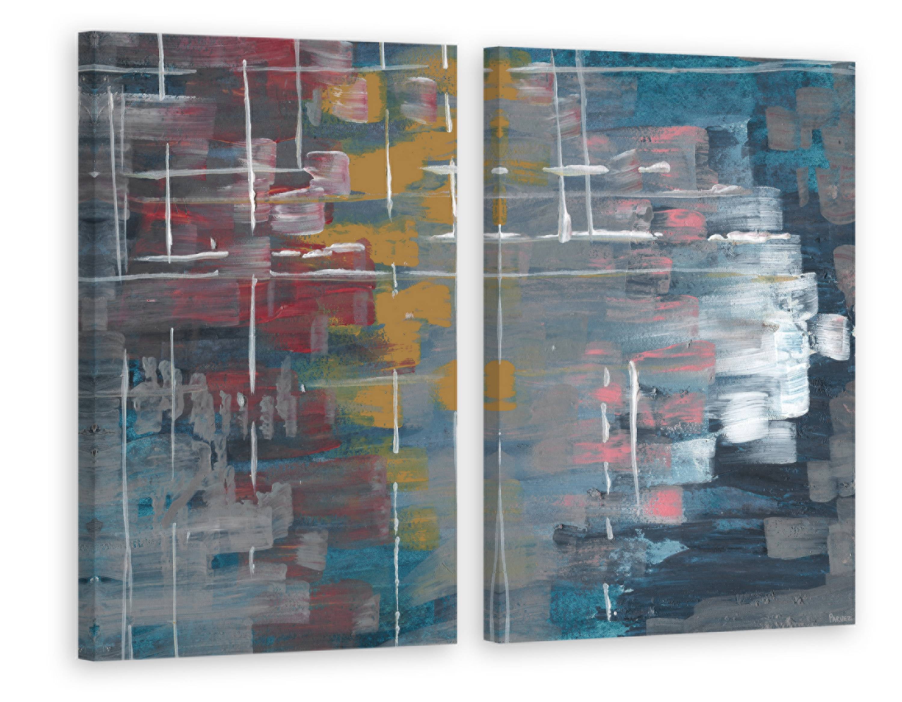 Multi-Color Strokes Diptych