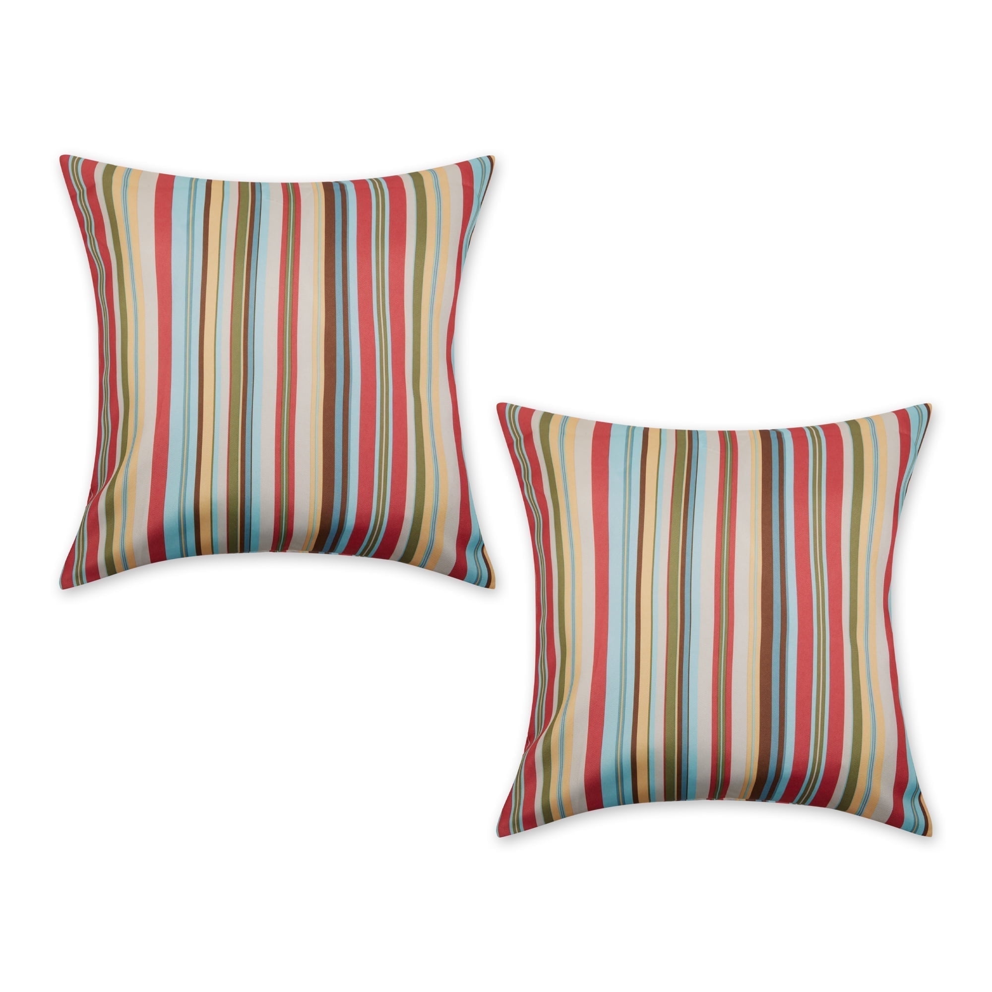 Multicolor Striped Reversible Polyester Euro Pillow Covers, Set of 2